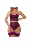 Lingerie Sexy pour Femme Femmes Lingerie Sexy Dentelle Crochet Découpe Soutien-Gorge Et Culotte Taille Haute Ensemble Push Up