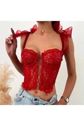 TianWlio Femme Classe Dentelle Intimes Sexy Teddy Voluptueux en Maille Lingerie sous-VêTement Dos en Décolleté en V Grande Ta