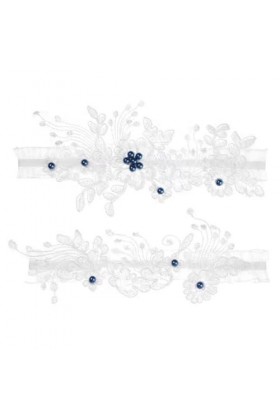 Clicitina Ensemble de jarretelles de mariage en dentelle et perles, élastique, fleur, anneau de cuisse, nœud, accessoires de 