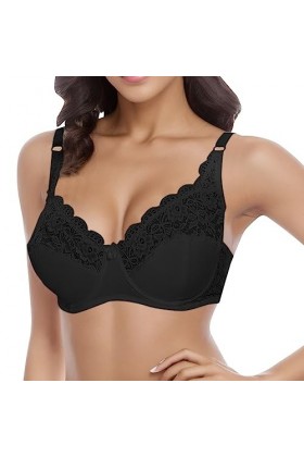 liaddkv Sous-vêtement push-up réglable pour femme avec armatures et dentelle, Noir , 110D