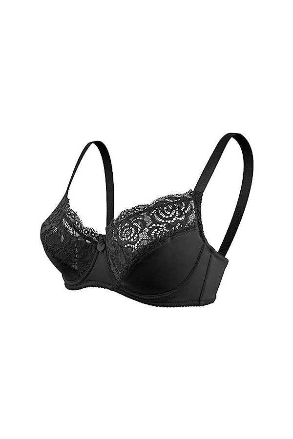 liaddkv Sous-vêtement push-up réglable pour femme avec armatures et dentelle, Noir , 110D
