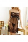 Soutien-Gorge Sexy Dentelle Robe en Gaze Pyjamas Dentelle sous-vêtements Sexy T-Back Set Menstruelle Grossesse Black, One Si