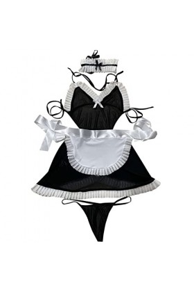 liaddkv Costume de cosplay sexy pour femme - Ensemble de lingerie sexy - Dentelle à lanières - Camisole et culotte - Lingerie