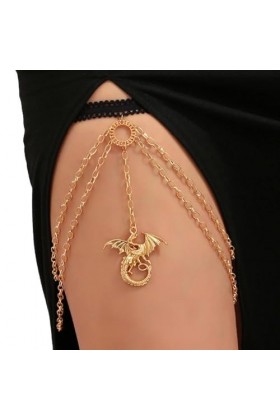 MISUVRSE Chaîne Cuisse À Pampilles en Forme Dragon Ceinture Antidérapante Harnais Dété Plage Boîte Nuit Accessoires Jambe po