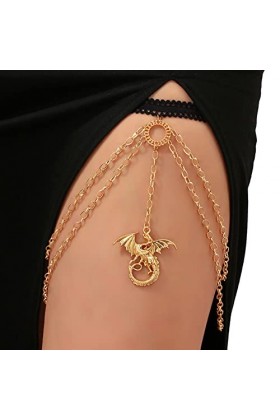 MISUVRSE Chaîne Cuisse À Pampilles en Forme Dragon Ceinture Antidérapante Harnais Dété Plage Boîte Nuit Accessoires Jambe po