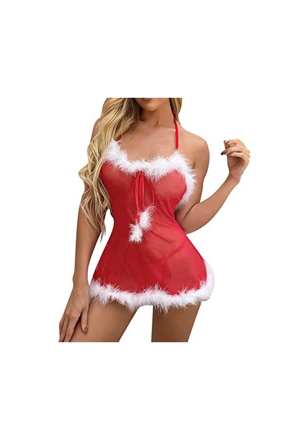 Lingerie Femme Sexy Ensemble Homme Sexy Hot y*2*k de Noël pour Femmes Hang Neck Strappy Jupe Sexy Pyjamas Fun Underwear Body 