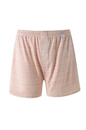 Sous-vêtement de ski pour homme - Boxer - En coton - Grande taille, Rose, XXXXL