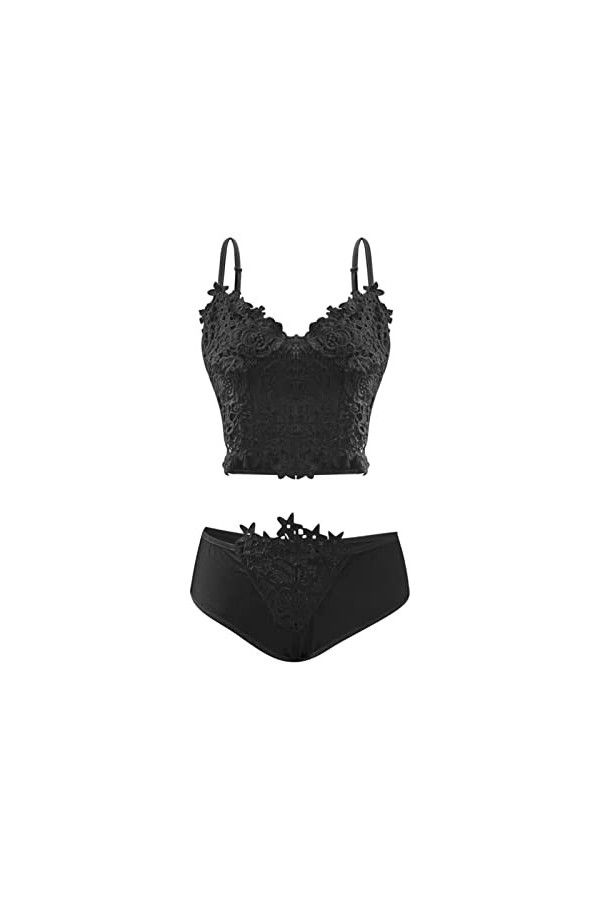 Lingerie Sexy Femme Ensemble de Deux pièces de sous-vêtements Sexy pour Femmes Ensemble de Soutien-Gorge Sexy en Dentelle Dos