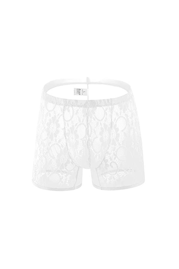 Boxer Homme Maillot de Bain Sexy Briefs Thong String en dentelle pour hommes Culotte de sexe Culotte en T transparente pour h