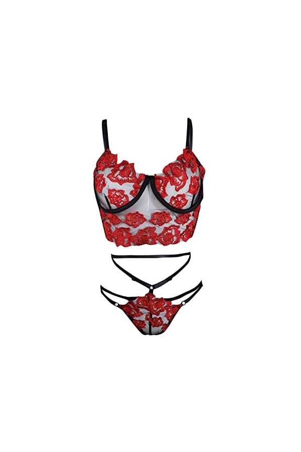 Lingerie Femme Sexy Ensemble Homme Sexy Hot y26k Nouvelle Lingerie Sexy européenne et Sexy Creux Bas Noir Maille sculpté Rose