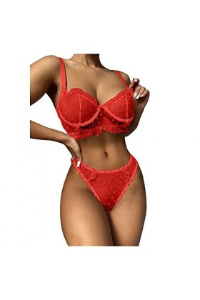 Ensemble Soutien Gorge et String Femme Sexy sous-Vetements Dentelle Lingerie Sexy Ensemble Erotique Vêtements De Nuit 2 Pièce