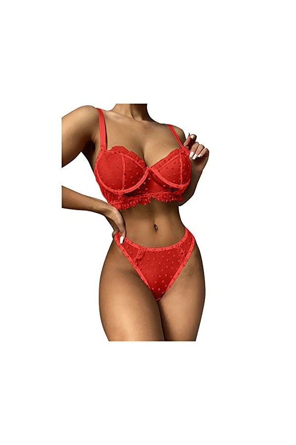 Ensemble Soutien Gorge et String Femme Sexy sous-Vetements Dentelle Lingerie Sexy Ensemble Erotique Vêtements De Nuit 2 Pièce