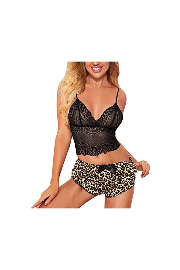 sous-Vetements Femme Sexy Ensemble Soutien Gorge et String 2 Pièce Lingerie Sexy Ensemble Erotique Vêtements De Nuit Dentelle