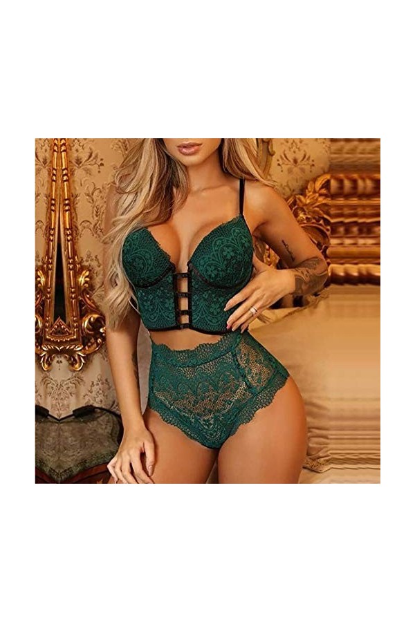 Lingerie Sexy Ensemble Femme 2 Pièce Ensemble Soutien Gorge et String Erotique Vêtements De Nuit Dentelle sous-Vetements Sexy