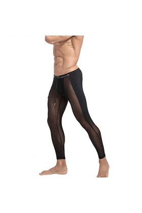 Beokeuioe Legging en maille transparente pour homme - Sexy - Transparent - En maille - Pour le sport, 1 noir, L