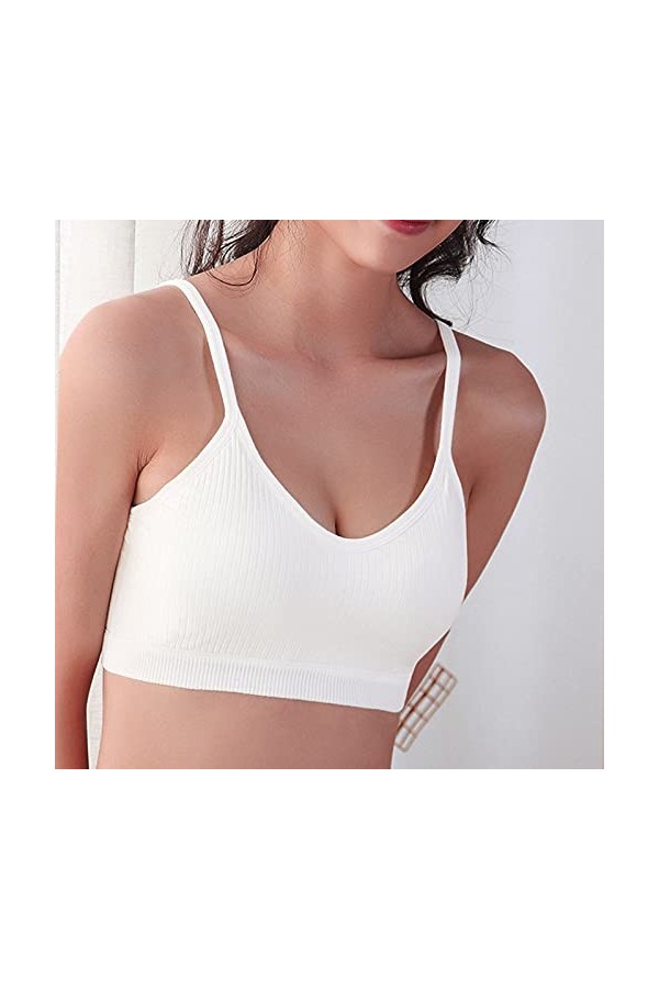 Sport Strap Beauty Femmes Soutien-Gorge Sexy sous-vêtements Dos Breast Menstruelle Abondant Lavable Lot White, XL 
