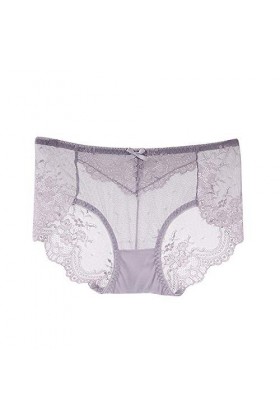 Mesdames Nouvelle Sexy Dentelle Mi-Taille Culotte Maille Coton Entrejambe Culotte Lingerie Body Sexy Grey, M 