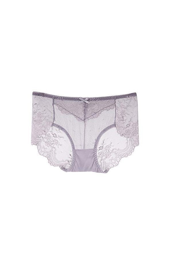 Mesdames Nouvelle Sexy Dentelle Mi-Taille Culotte Maille Coton Entrejambe Culotte Lingerie Body Sexy Grey, M 