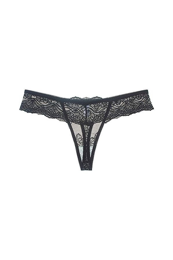UOWEG String Sexy en Dentelle Transparente Creuse Taille Basse sans Couture pour Femme M-XL Lingerie Poupée Gonflable Black,
