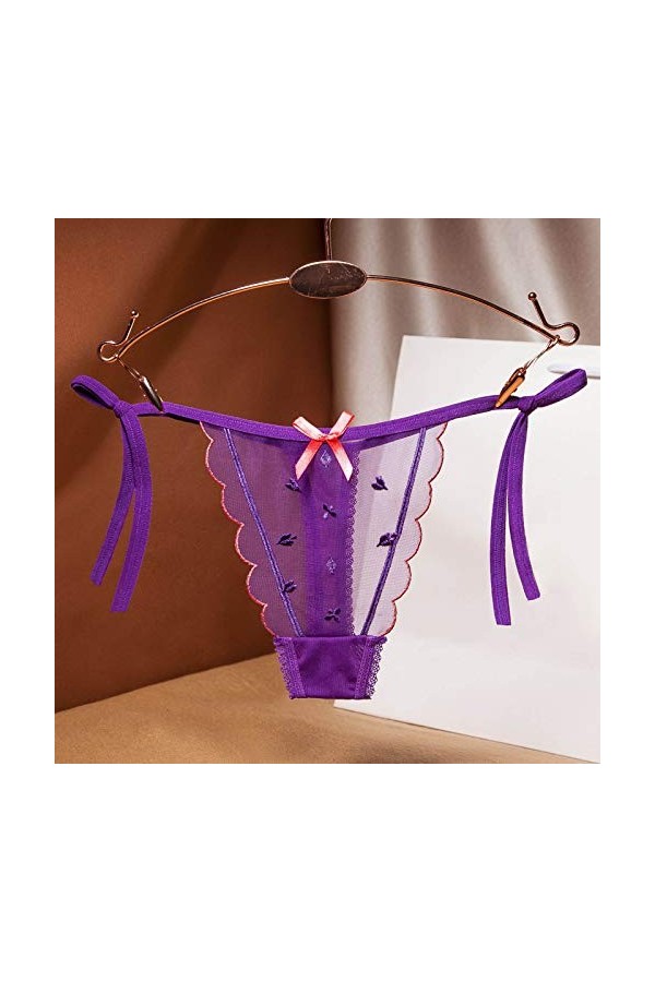 UOWEG Sexy Femmes sous-vêtements Culottes Thong Thong Dames en Dentelle Lingerie Antigel Purple, One Size 