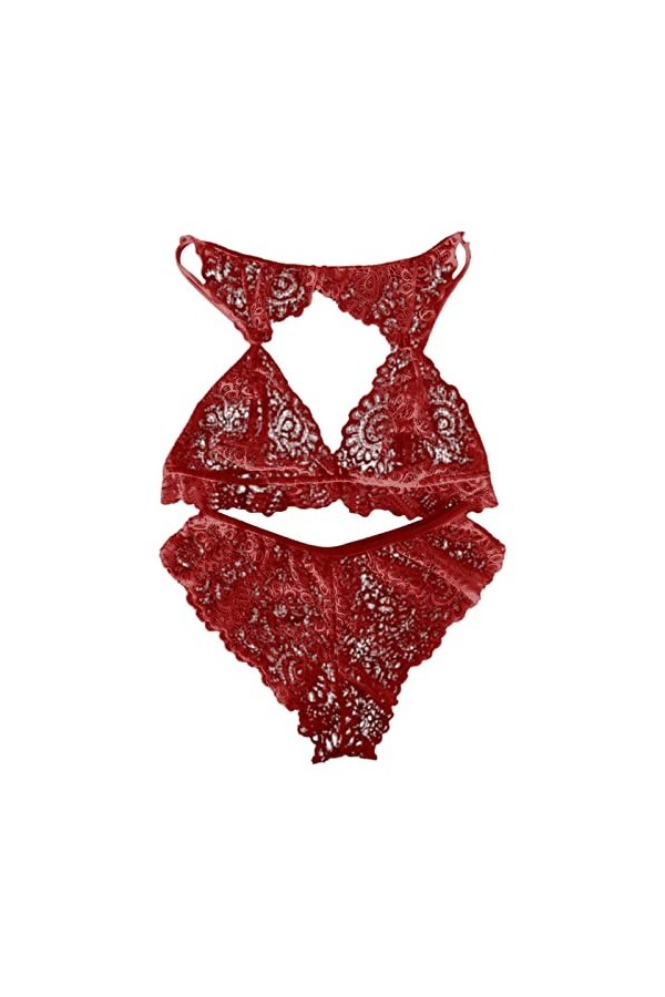 UOWEG Dentelle Profonde V Sexy Voir à Travers Le Soutien-Gorge Sexy Cils en Dentelle pour Femmes Bretelles en Dentelle Ensemb
