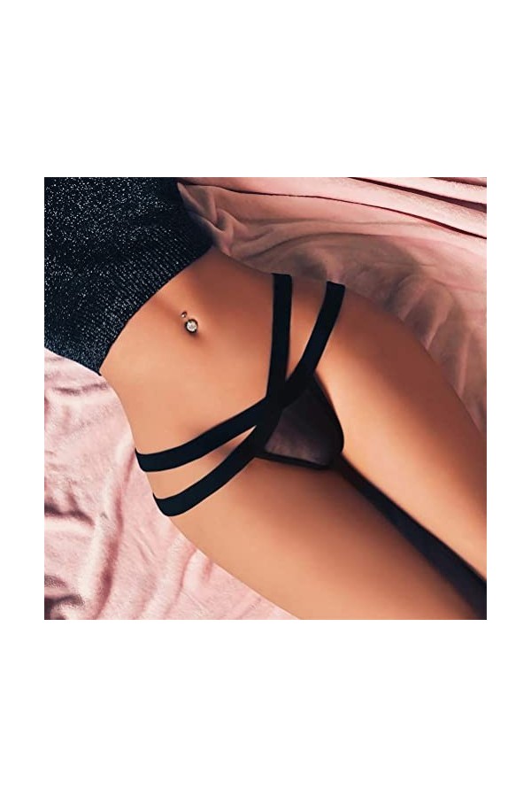 ORANDESIGNE A Noir Culottes en Dentelle Femmes Strings Hipster sous-Vetements Sexy Crochet Creux sous-vêtement M