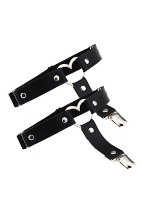 Porte-jarretelles ajustable en cuir Punk Gothique, en cuir PU, à cœur, Sexy Punk Noir, Porte-jarretelles 