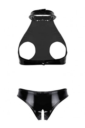 Yeahdor Femme Sexy Ensemble Lingerie Nuit Redresse-Sein Bra Sein Nu & String Biefs Ouvert Maillot de Bain Érotique Vêtement d