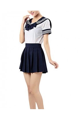 Cicilin Uniforme Ecolière Femme Déguisement Halloween Cosplay Costume Marin Jeu de Rôle Ensembles de Lingerie Chemise Manches