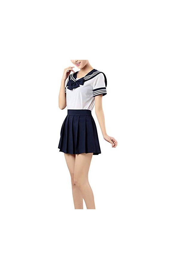 Cicilin Uniforme Ecolière Femme Déguisement Halloween Cosplay Costume Marin Jeu de Rôle Ensembles de Lingerie Chemise Manches