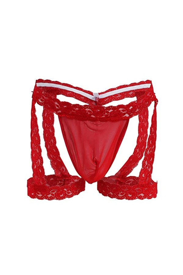 LKRSEEF Cosplay Lingerie Homme Adulte Chic Erotique Bondage Sissy Transparent Bretelle Culotte Corset Slip Ouvert Tenue Trave