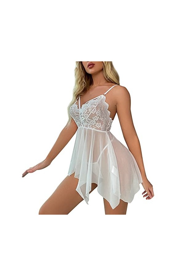 Lingerie Femme Nuisette Ouverte Babydoll Erotisme Harness Mini Robe Sissy Érotique Chemise Dentelle Erothique Ensemble See Th
