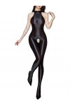 JEATHA Femme Combinaison Collant Sexy Catsuit Bodystocking Brillant Jumpsuit Lingerie Brillant Babydoll Nuisette Coquine Blan