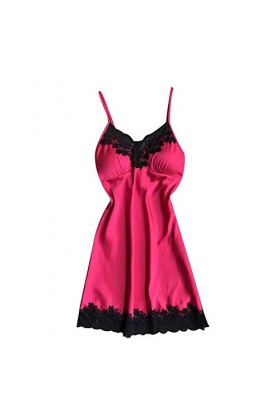 TWIOIOVE Lingerie pour homme - Lingerie sexy - Sous-vêtements de nuit - En satin - Pour femme - Lingerie brillante, Rose, M