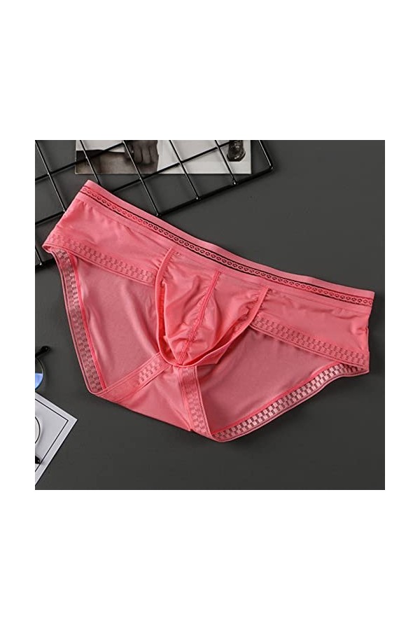 Slips Translucides pour Homme Sous-Vêtements Football Sous-Vêtements Homme, Rose, L