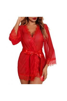 Ensemble de lingerie sexy en maille avec string pour femme, Rouge, M