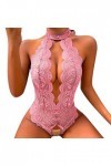 Lingerie tendance pour femme - Lingerie sexy pour femme - Costume à carreaux en dentelle - Nuisette sexy deux pièces