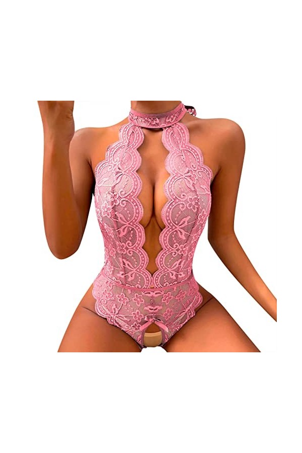 Lingerie tendance pour femme - Lingerie sexy pour femme - Costume à carreaux en dentelle - Nuisette sexy deux pièces