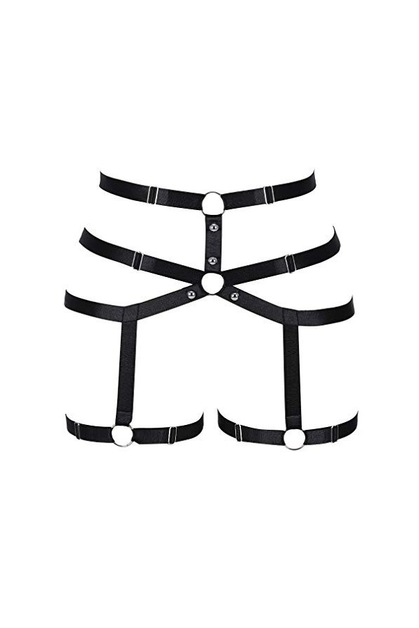 BodyCage Harnais de jambe pour femme avec bretelles élastiques Punk Taille de cuisse - Noir - Taille Unique