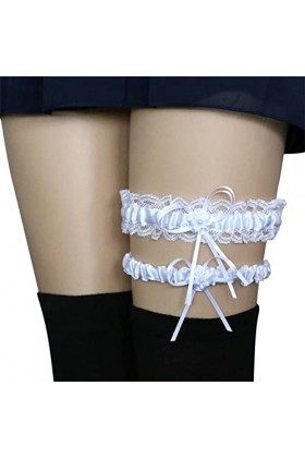 Fulidngzg Jarretière de mariage bleue élégante - Jarretière de mariage - Jarretière de mariée en dentelle avec nœud en satin 