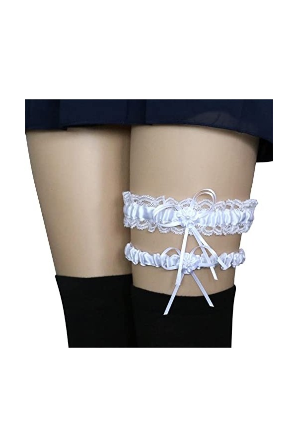 Fulidngzg Jarretière de mariage bleue élégante - Jarretière de mariage - Jarretière de mariée en dentelle avec nœud en satin 