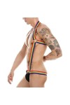 WSZJLN Collants Sexy à Bretelles pour Hommes, Jockstrap Nu, Harnais Dos Nu, Combinaison Adulte-Arc-en-Ciel-L