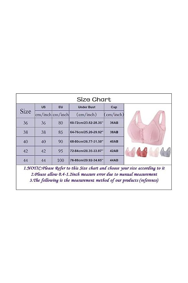 Brassière Femme Sexy Soutien-Gorge en Coton Confortable et Sexy pour Personnes Âgées avec Bretelles Réglables