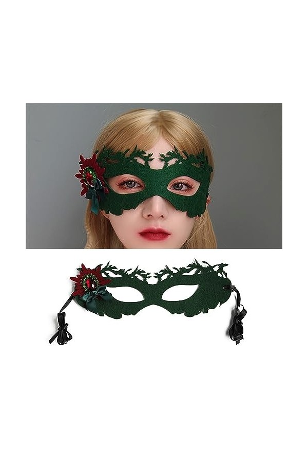 GRONGU Mystérieux sexy pour Noël, Halloween et carnavals, exquis avec strass rouges Halloween