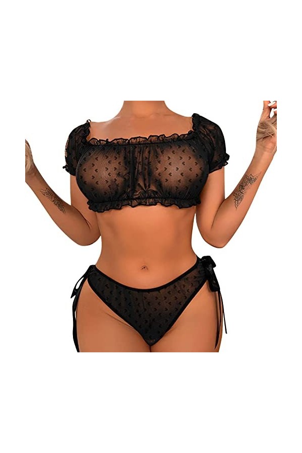 Générique Femmes Ensemble de Lingerie Sexy sous-Vêtements Soutien-Gorge et Ensemble Culotte Ensemble Lingerie maillé Chemise 