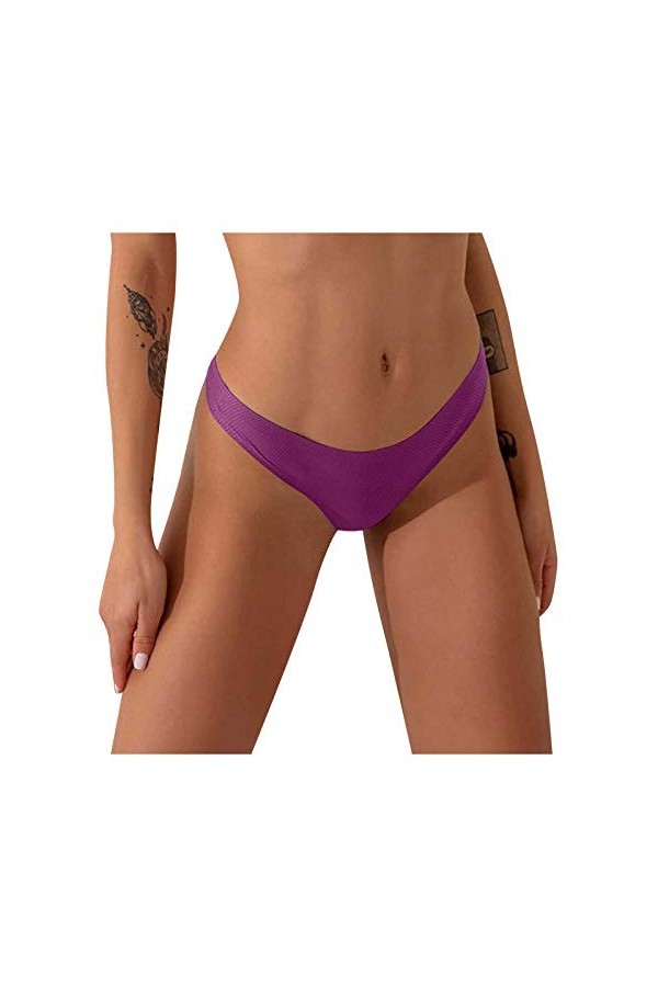 UOWEG Sexy sous-vêtements Couleur Confortable Mode féminine élastique Solide Déguisement Sexy Coquine Purple, XS 