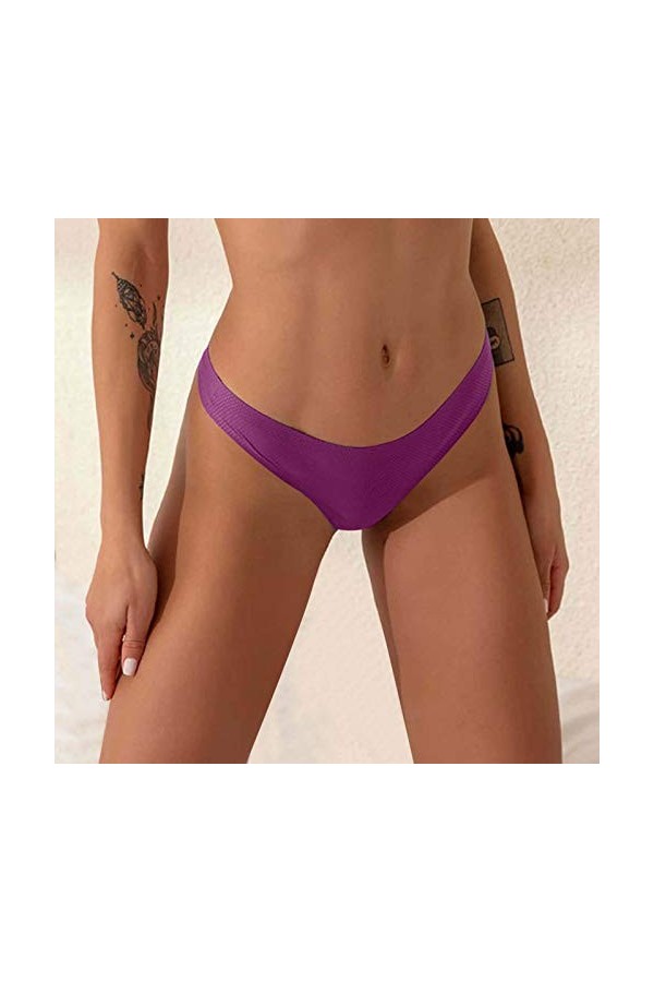 UOWEG Sexy sous-vêtements Couleur Confortable Mode féminine élastique Solide Déguisement Sexy Coquine Purple, XS 