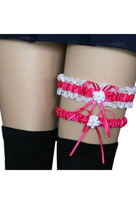 Lidahaotin 2pcs de mariée en Dentelle jarretières Set Femmes Filles élastique Floral Bow Ceintures Leg Jarretière Anneau Leg 