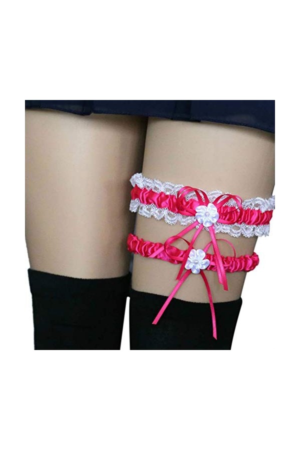 Lidahaotin 2pcs de mariée en Dentelle jarretières Set Femmes Filles élastique Floral Bow Ceintures Leg Jarretière Anneau Leg 