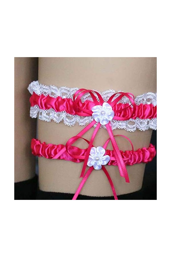 Lidahaotin 2pcs de mariée en Dentelle jarretières Set Femmes Filles élastique Floral Bow Ceintures Leg Jarretière Anneau Leg 